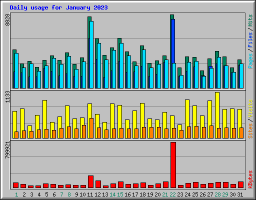 Daily usage for January 2023