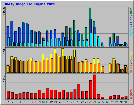 Daily usage for August 2024