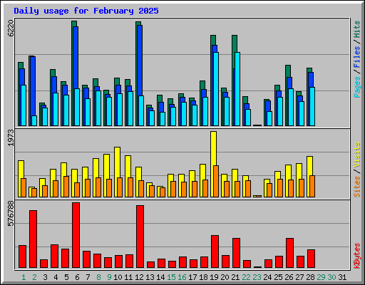 Daily usage for February 2025