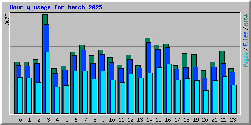 Hourly usage for March 2025